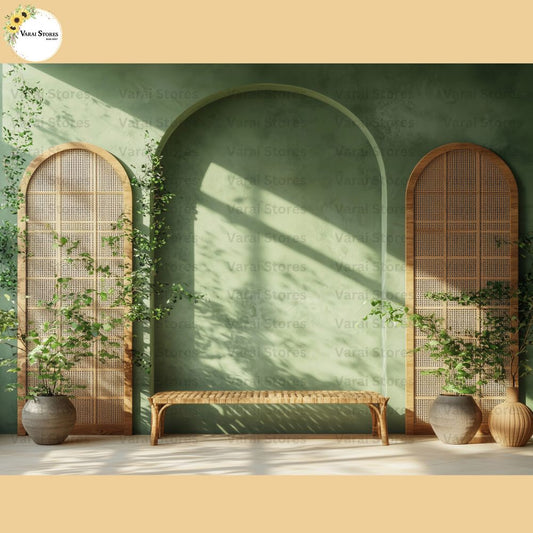 Green Bamboo Windows - Printed Baby Backdrop