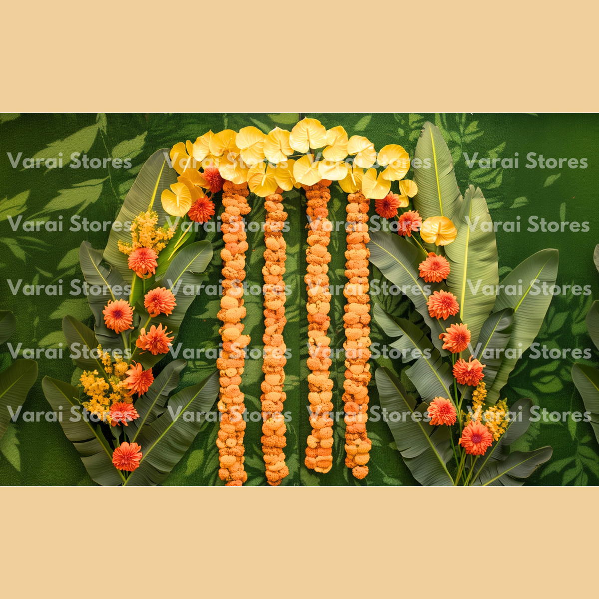 Banana leaf Decor - Fabric Printed Backdrop (5x8) feet