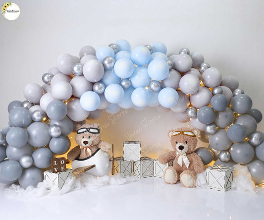 Blue Teddy 5×7 Feet Fabric Printed Backdrop