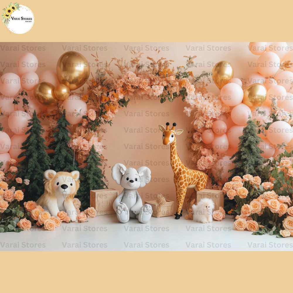 Peach Safari - Printed Baby Backdrop