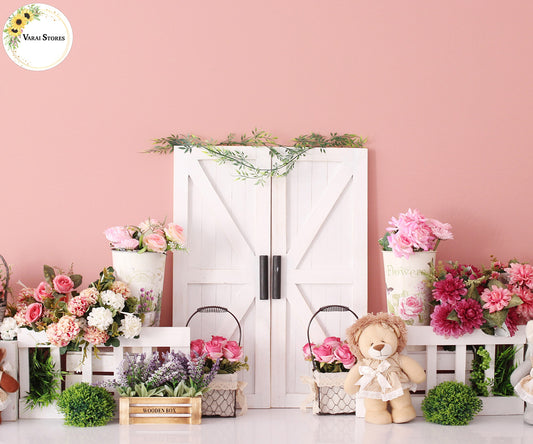 Floral Bran Wood 5x7 Feet Fabric Printed Backdrop