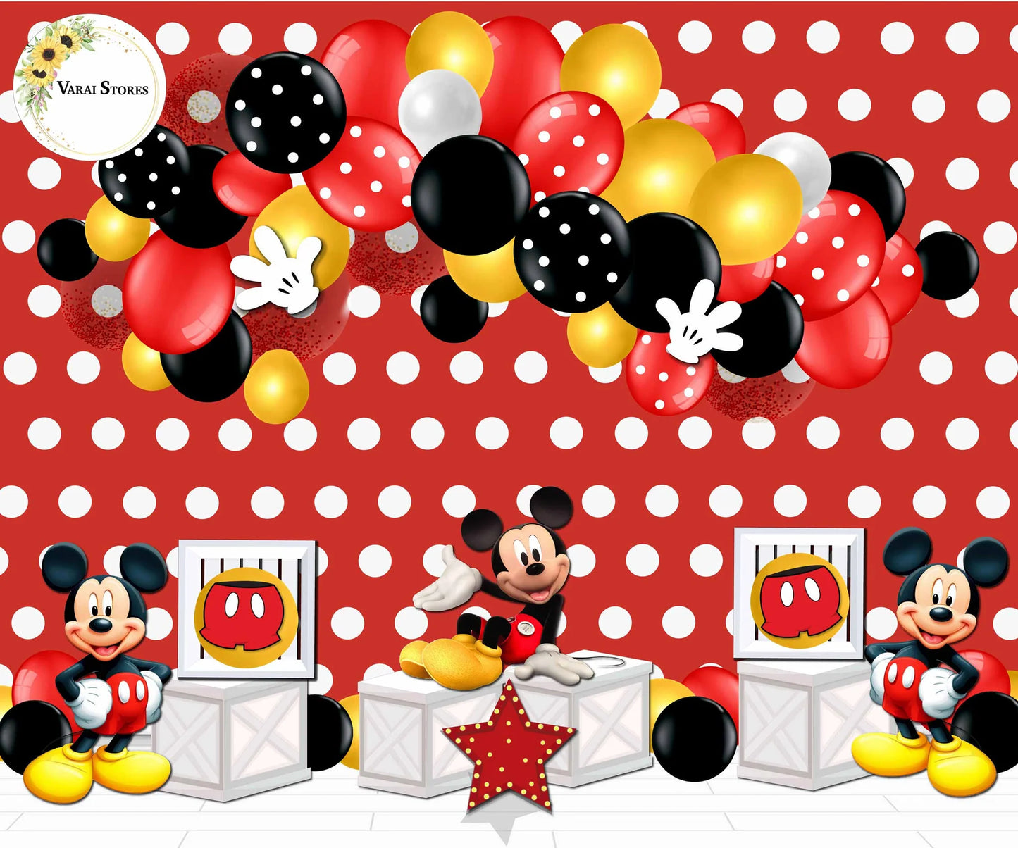 Mickey Mouse - 5×7 Feet Fabric Printed Backdrop