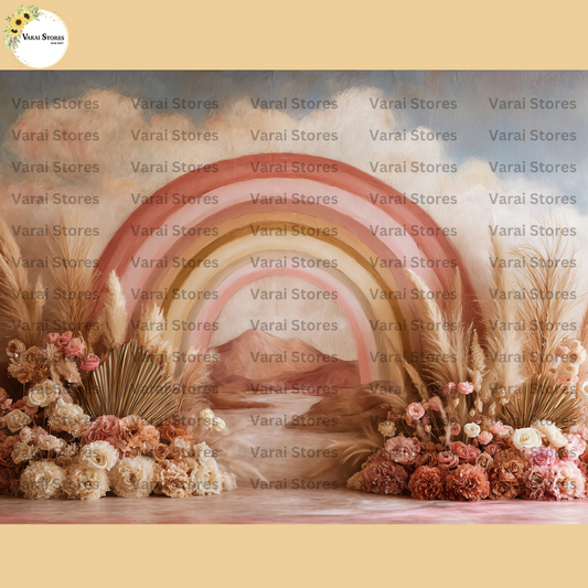 Peach Boho - Printed Baby Backdrop