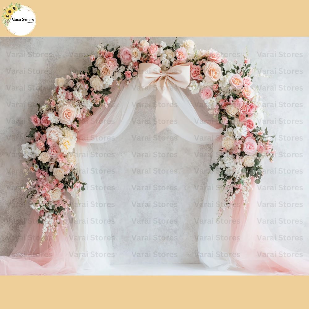 Flowers and Curtains - Printed Baby Backdrop