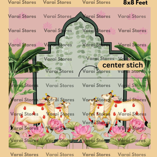 Pichwai decor type 1 pink - - Fabric (8x8) feet