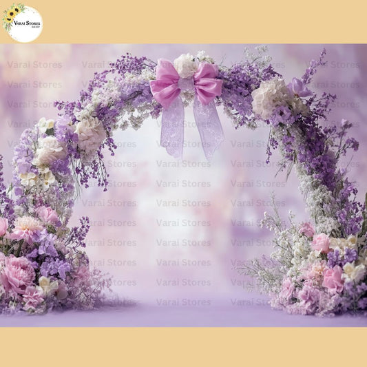Purple Bow Arch - Printed Baby Backdrop