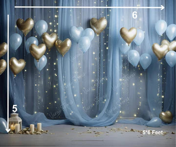 Golden Heart Balloon - Printed Baby Backdrop