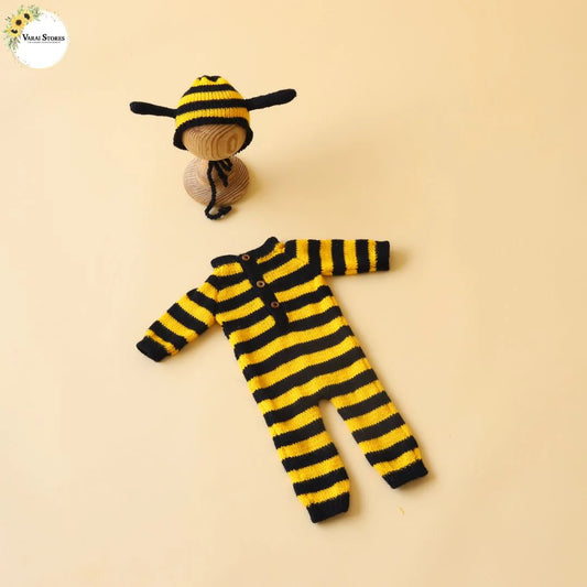 HONEYBEE ROMPER WITH CAP - (0-3 MONTHS)