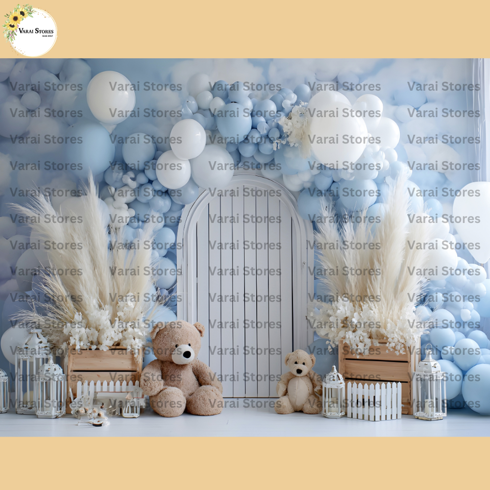 Pastel Blue Balloons - Printed Baby Backdrop