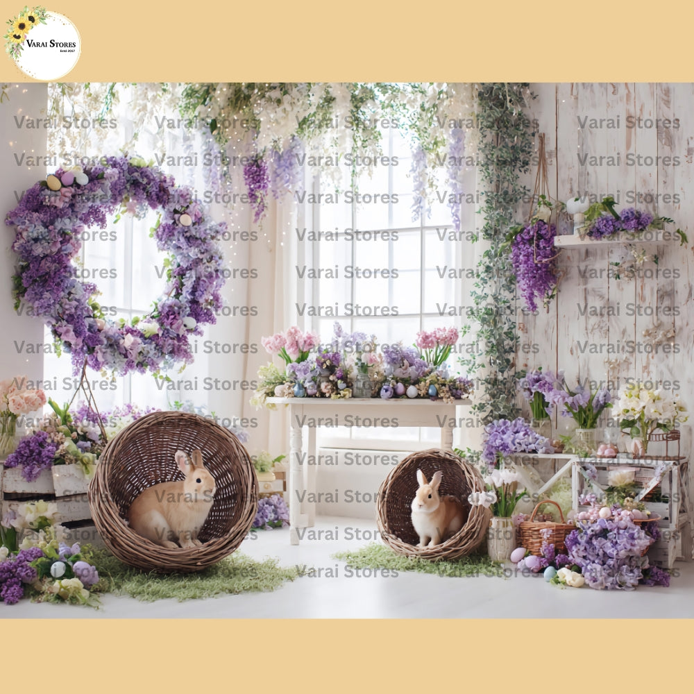 Lilac Spring Window    -   Fabric Printed Backdrop (5x7) feet