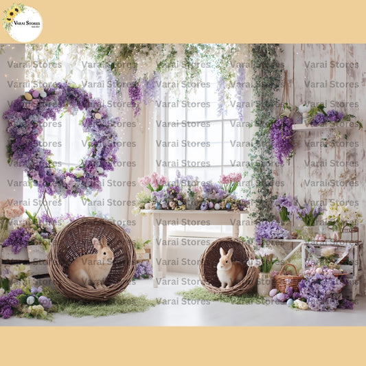 Lilac Spring Window    -   Fabric Printed Backdrop (5x7) feet