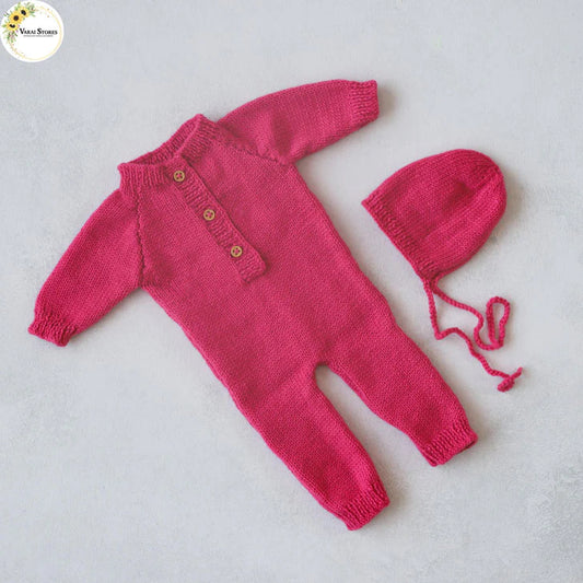 ROMPER WITH CAP (0 -2) MONTHS - PINK