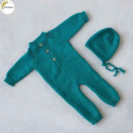 ROMPER WITH CAP (0 -2) MONTHS - EMERALD