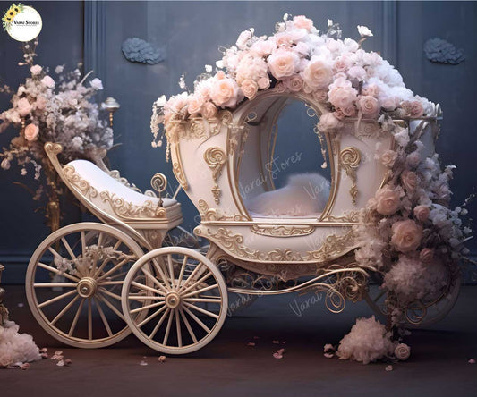 Floral Carriage 5×7 Feet Fabric Printed Backdrop