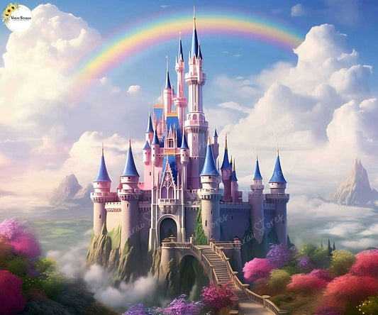 Rainbow Castle 5×7 Feet Fabric Printed Backdrop