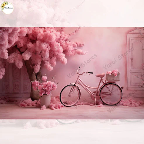 Pink Floral Cycle - Printed Baby Backdrop