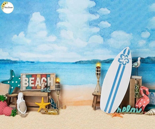 Beach Surf 5x7 Feet Fabric Printed Backdrop