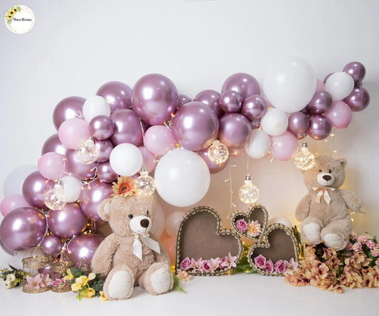 Teddy & Heart -  5×7 Feet Fabric Printed Backdrop